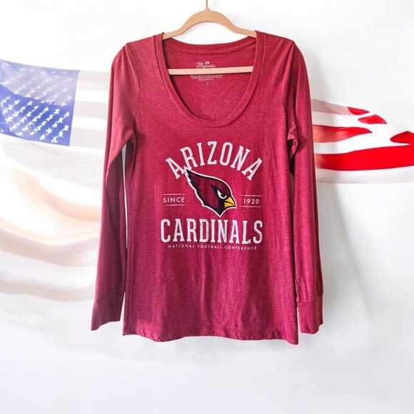Majestic Threads NFL Arizona Cardinals Scoop Neck Long Sleeve T-shirt Red Large - Picture 2 of 5
